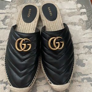 Brand New Gucci Black Espadrille Nappa Charlotte